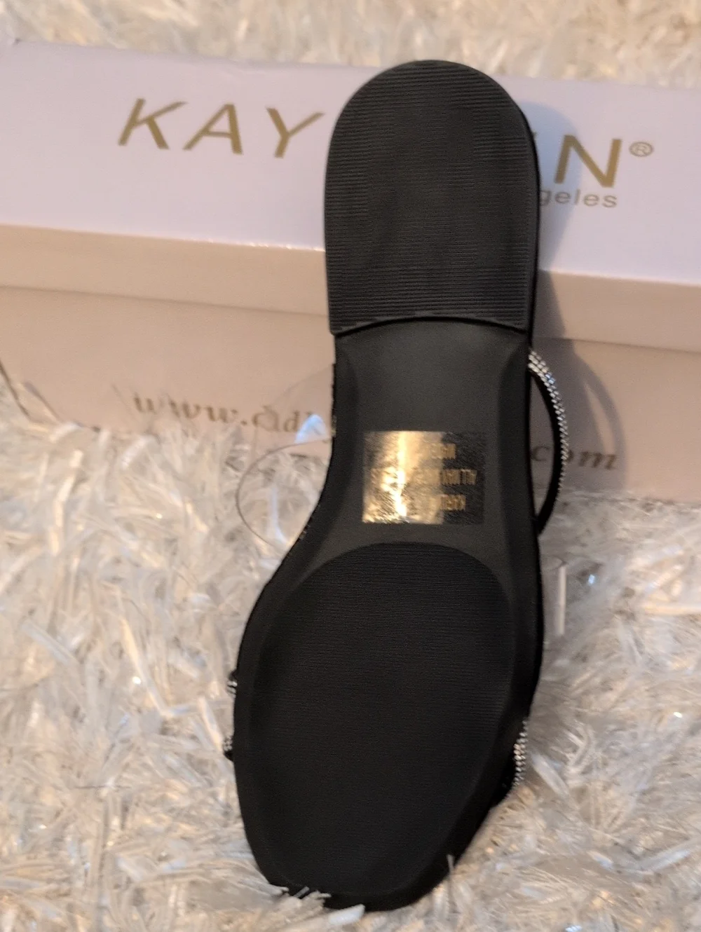 Black Rhinestone Strap Slide Sandal - 71/2